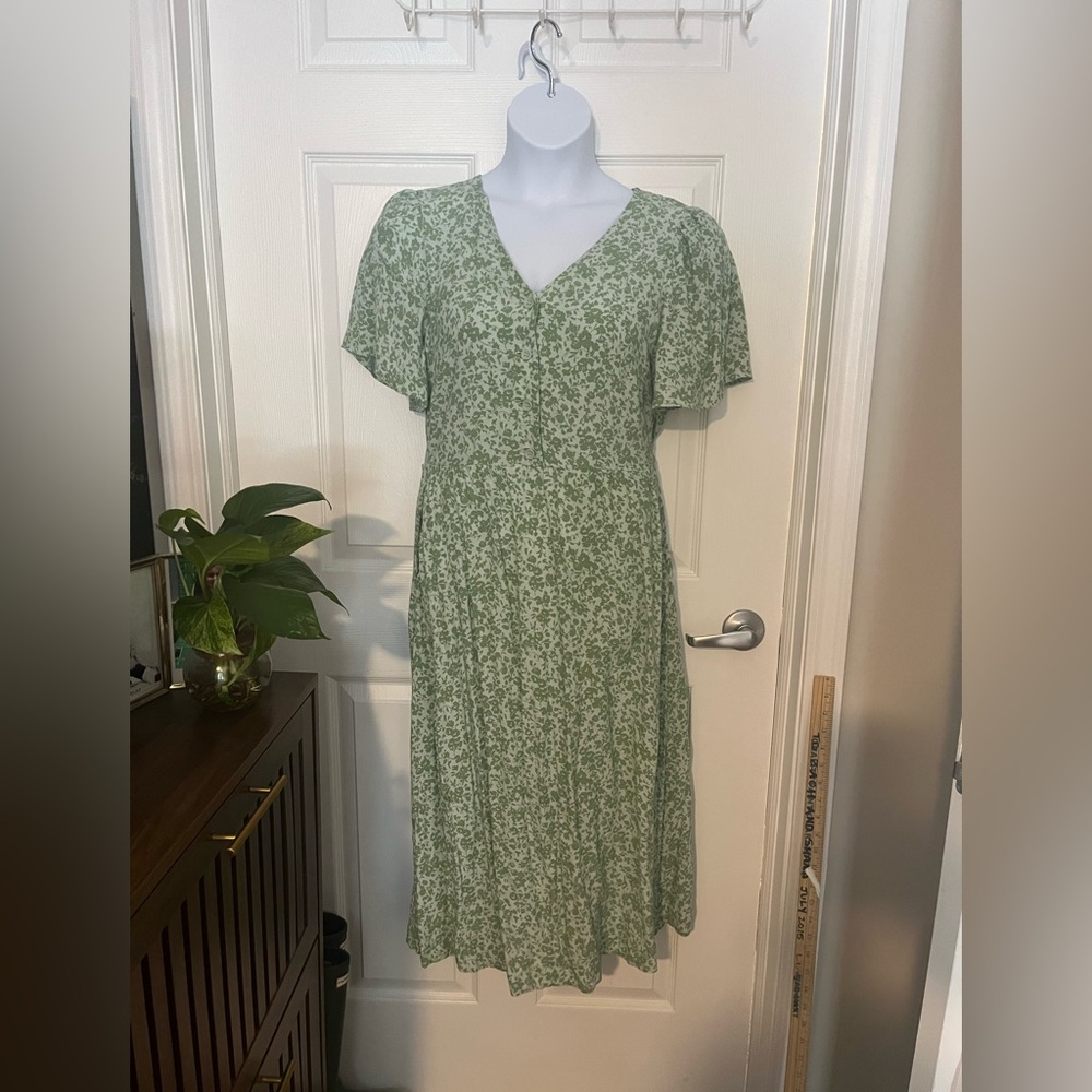 & Other Stories Green Floral Midi Dress size 44